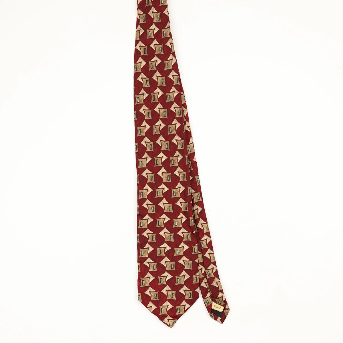 Front Front of Vintage 1990's Ferrell Reed Geometric Patterned Tie