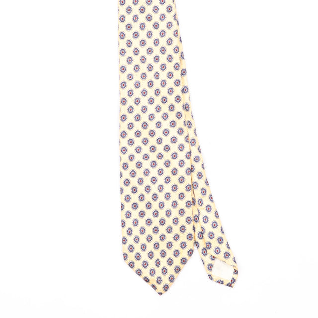 Front Front Detail of Vintage 1990's Brooks Brothers Daisy Foulard Geometric Patterned Tie