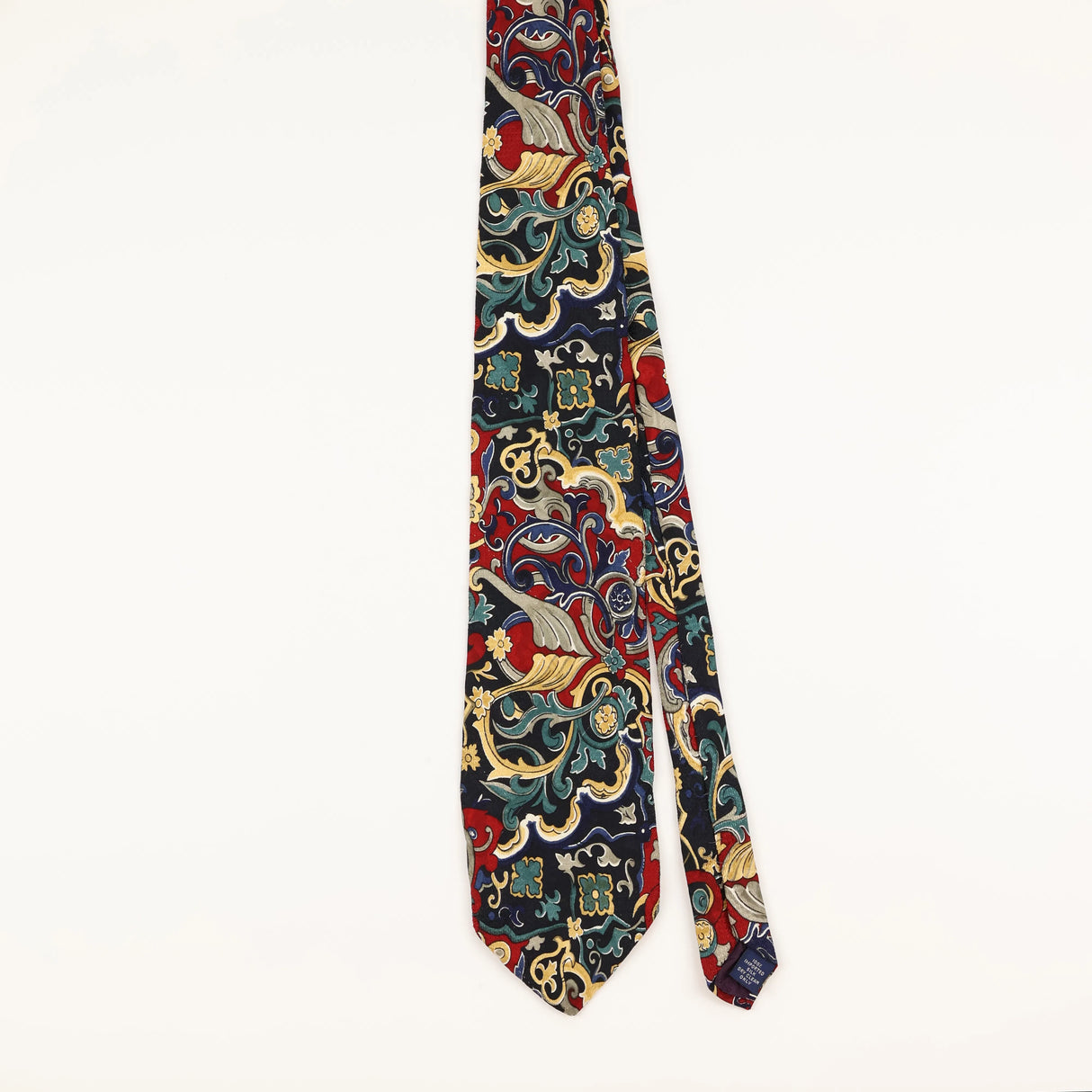 Front of Vintage 1990's Baroque Geometric Patterned Tie