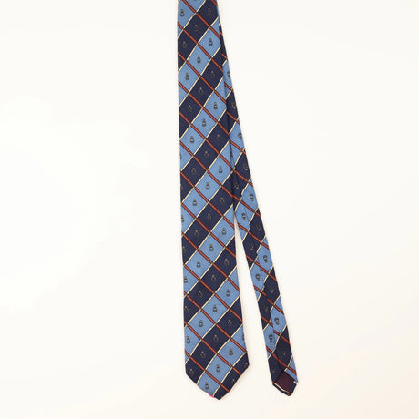 Front of Vintage Equestrian Geometric Patterned Tie