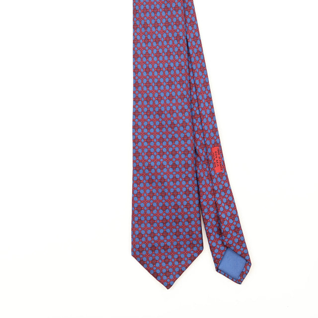 Front Front Detail of Vintage 1990's Hermès Geometric Patterned Tie
