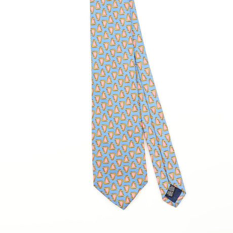 Front Detail of Vintage 1990's Thomas Pink Geometric Patterned Tie