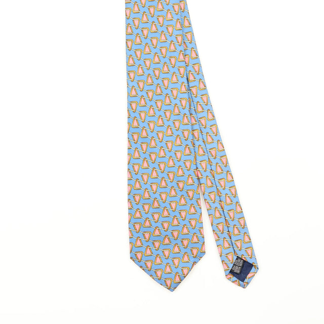Front Detail of Vintage 1990's Thomas Pink Geometric Patterned Tie