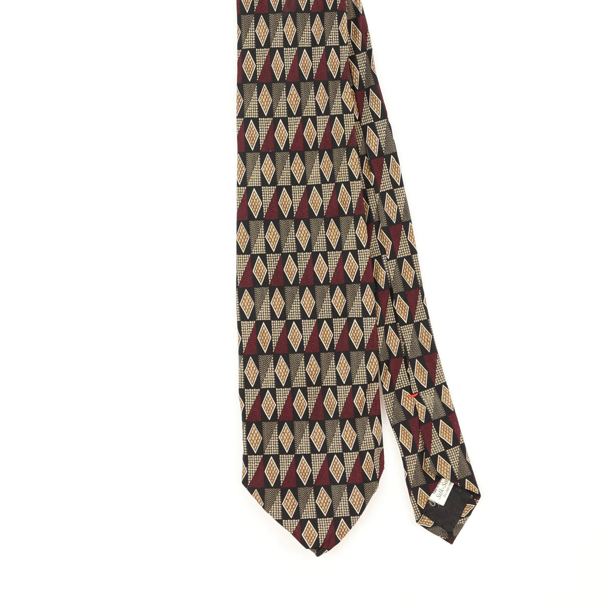 Front Front Detail of Vintage 1990's Yves Saint Laurent Geometric Patterned Tie