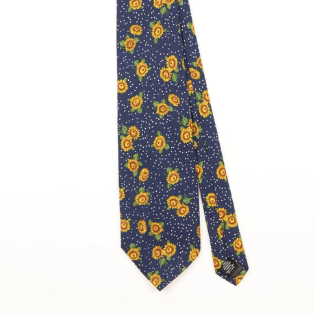 Front Detail of Vintage 1990's Sunflower Floral Patterned Tie