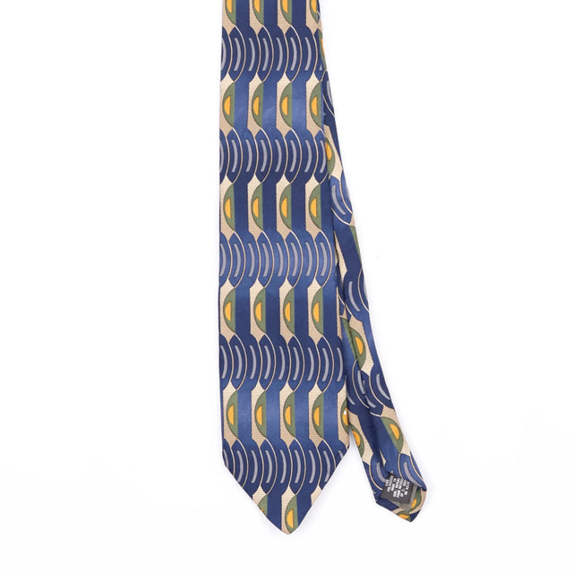 Front Front Detail of Vintage Ketch Geometric Patterned Tie