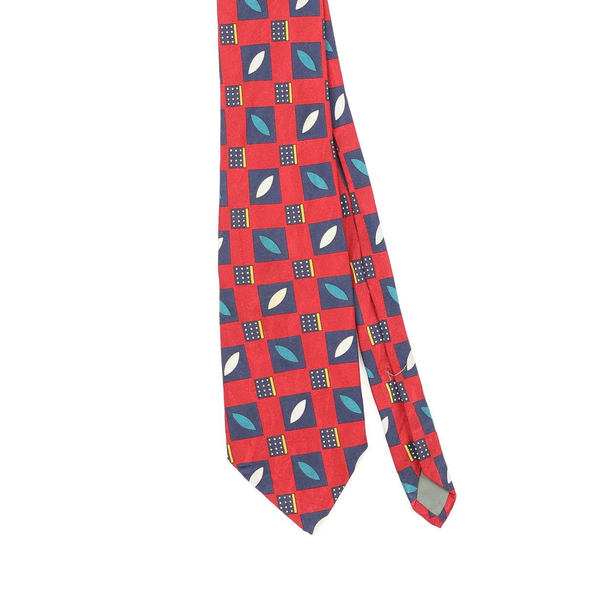 Front Front Detail of Vintage 1990's Geometric Patterned Tie
