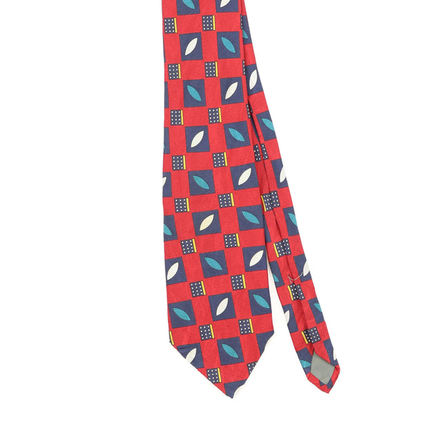 Front Front Detail of Vintage 1990's Geometric Patterned Tie