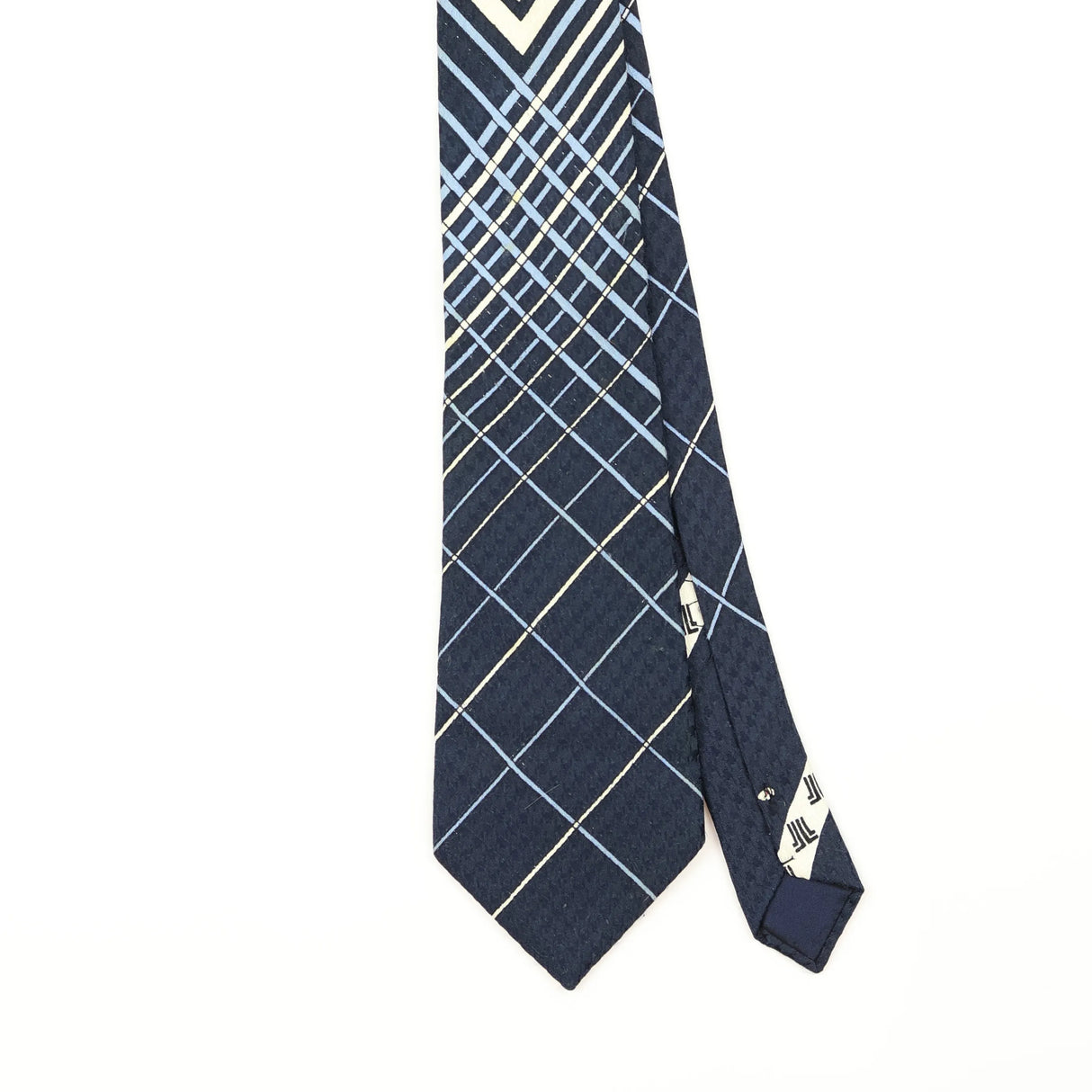 Front Front Detail of Vintage 1980's Lanvin Geometric Patterned Tie