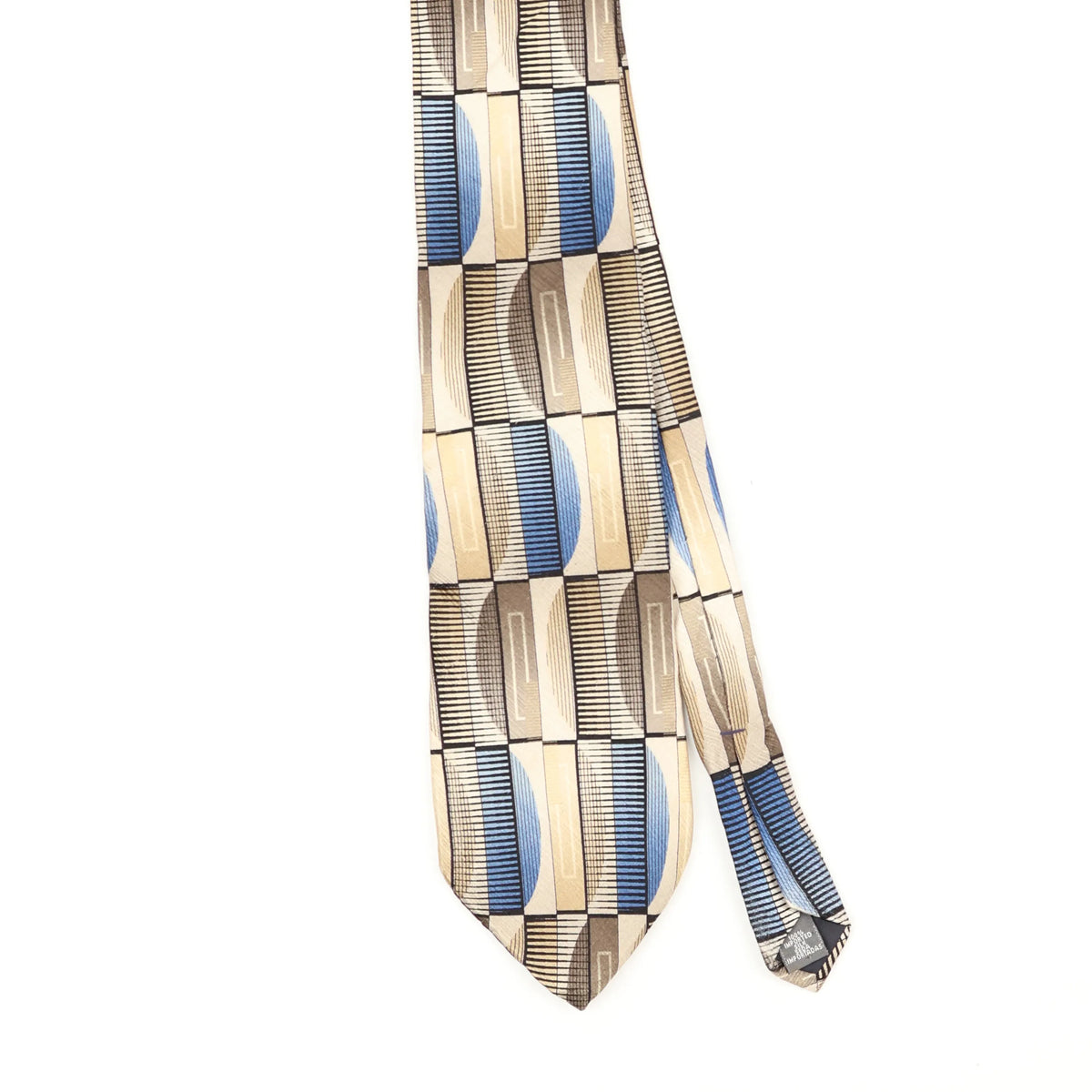 Front Front Detail of Vintage 1990's Zylos Geometric Patterned Tie