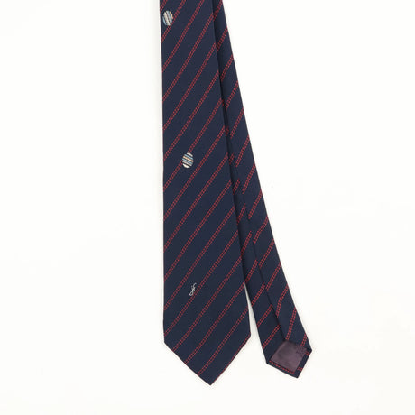 Front Front Detail of Vintage 1980's Jacques Fath Striped Patterned Tie