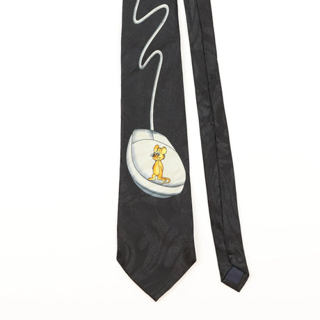 Front Detail of Vintage Steven Harris Computer Mouse Cartoon Patterned Tie