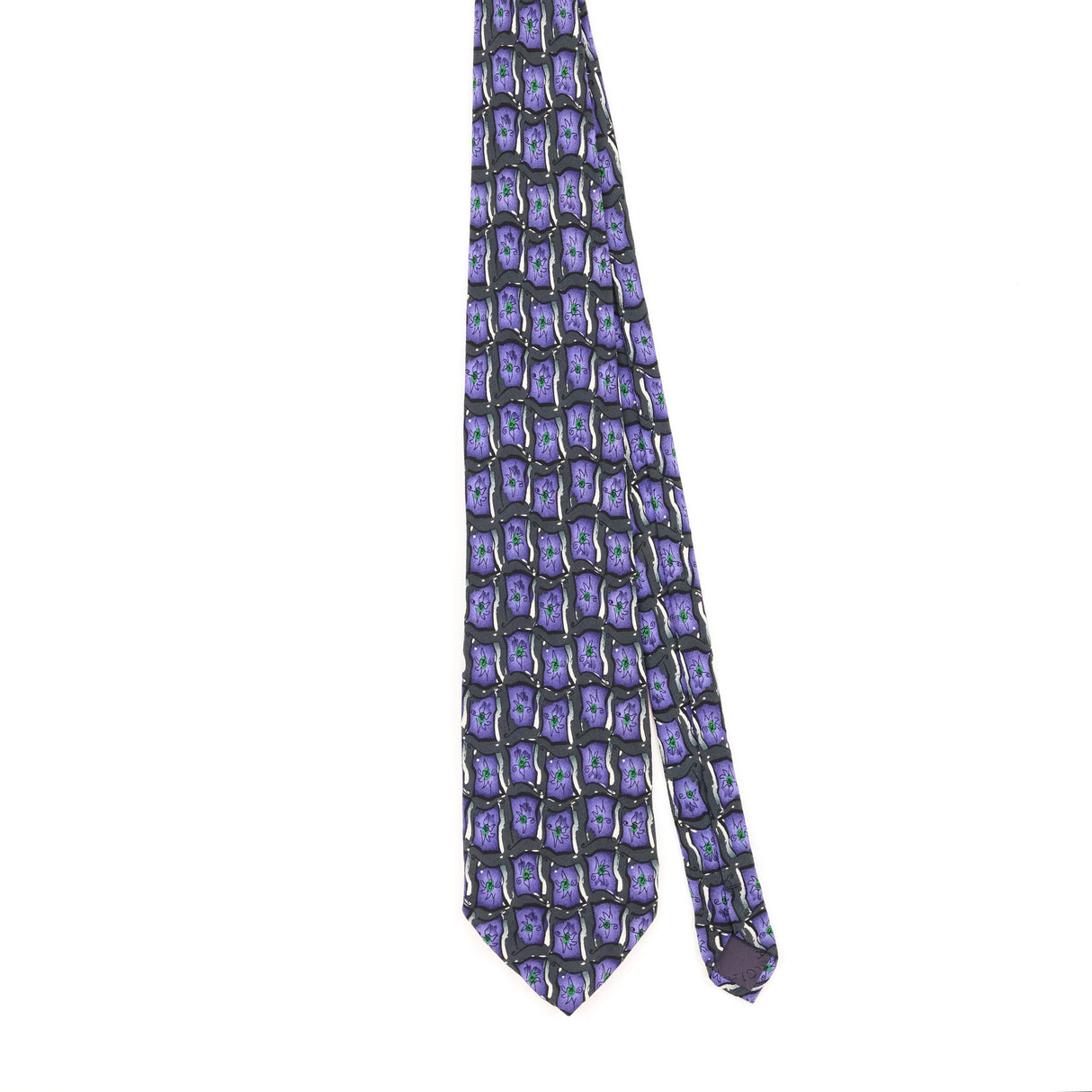 Front of Vintage 1980's Jerry Garcia Banyan Trees Geometric Patterned Tie