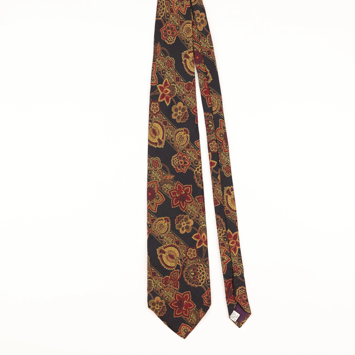 Front of Vintage 1990's Biella Floral Patterned Tie
