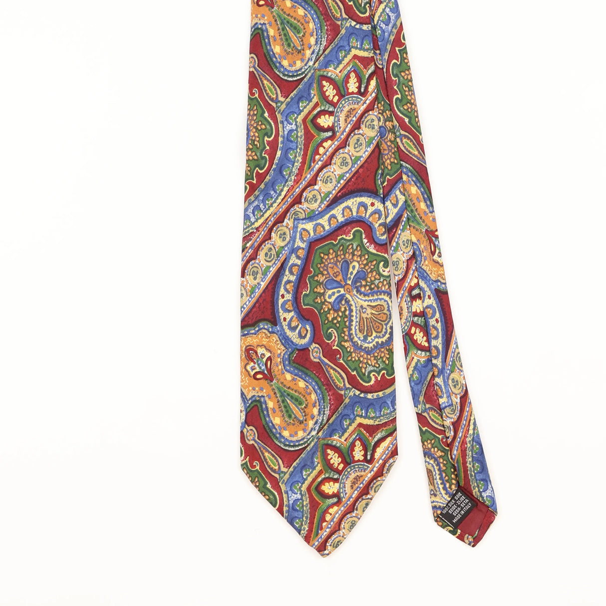 Front Detail of Vintage 1990's Paisley Patterned Tie