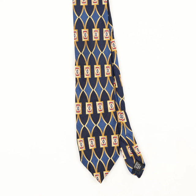 Front Front Detail of Vintage 1990's Geometric Patterned Tie