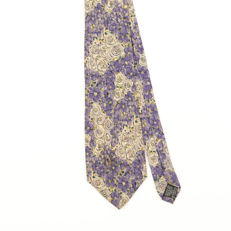 Front Front Detail of Vintage 1990's Tie Rack Grapes Floral Patterned Tie