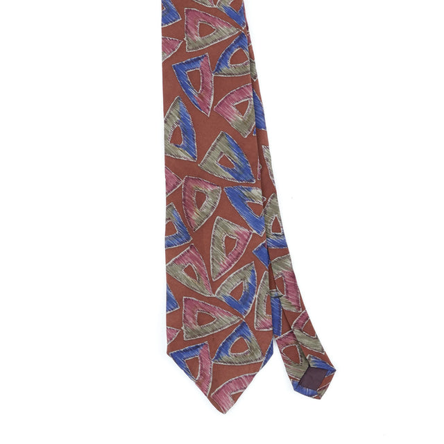 Front Front Detail of Vintage 1990's John Henry Geometric Patterned Tie