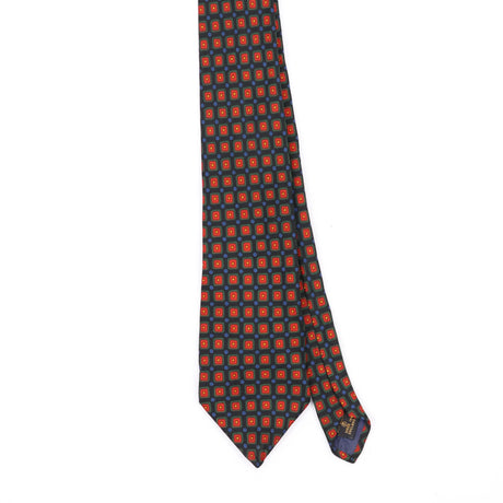 Front Front Detail of Vintage 1990's J. Press Foulard Geometric Patterned Tie