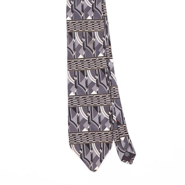 Front Front Detail of Vintage 1990's Geometric Patterned Tie