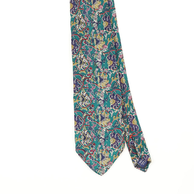 Front Front Detail of Vintage 1990's Stonehenge Ties For Tibet Abstract Patterned Tie
