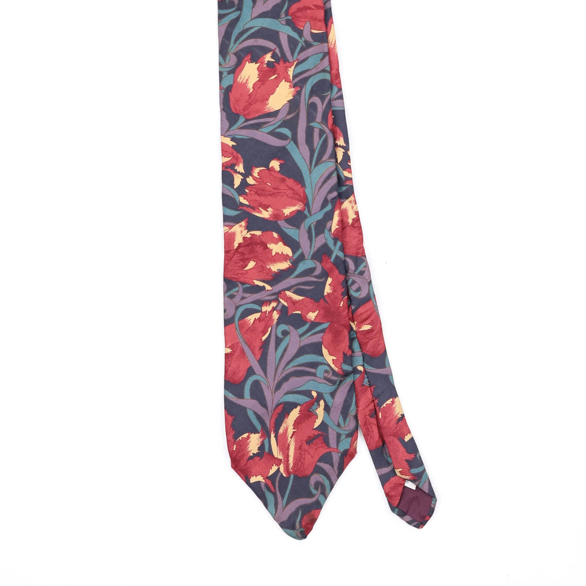 Front Front Detail of Vintage 1990's Izod Floral Patterned Tie