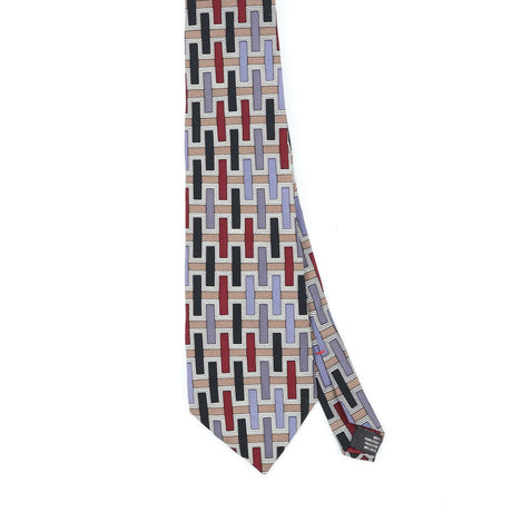 Front Front Detail of Vintage 1990's Geometric Patterned Tie