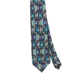 Front Front Detail of Vintage 1990's Mulberry Geometric Patterned Tie