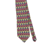 Front Front Detail of Vintage 1990's Bill Blass Geometric Patterned Tie