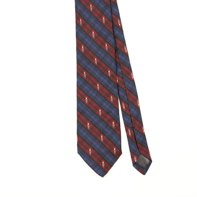 Front Front Detail of Vintage 1990's Brooks Brothers Tartan Toy Soldiers Check Patterned Tie