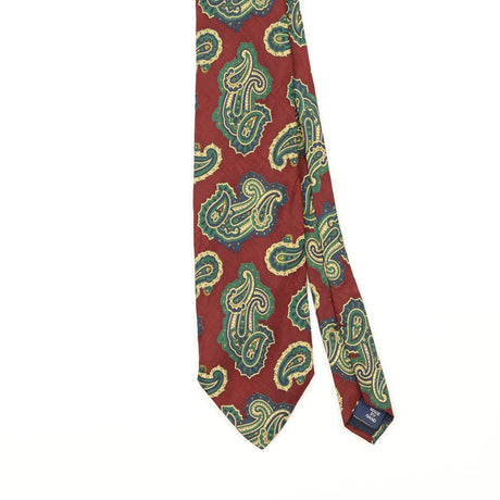 Front Front Detail of Vintage 1990's Ralph Lauren Paisley Patterned Tie
