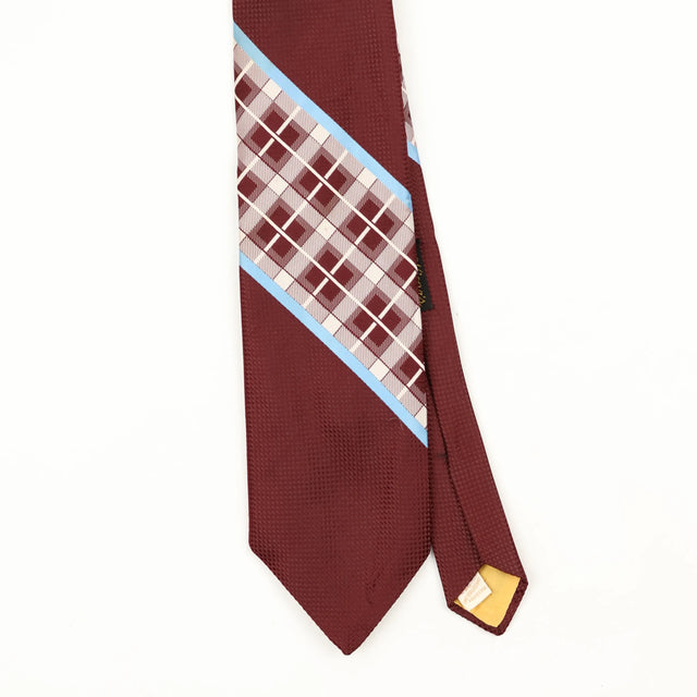 Front Front Detail of Vintage 1980's Plaids & Checks Patterned Tie
