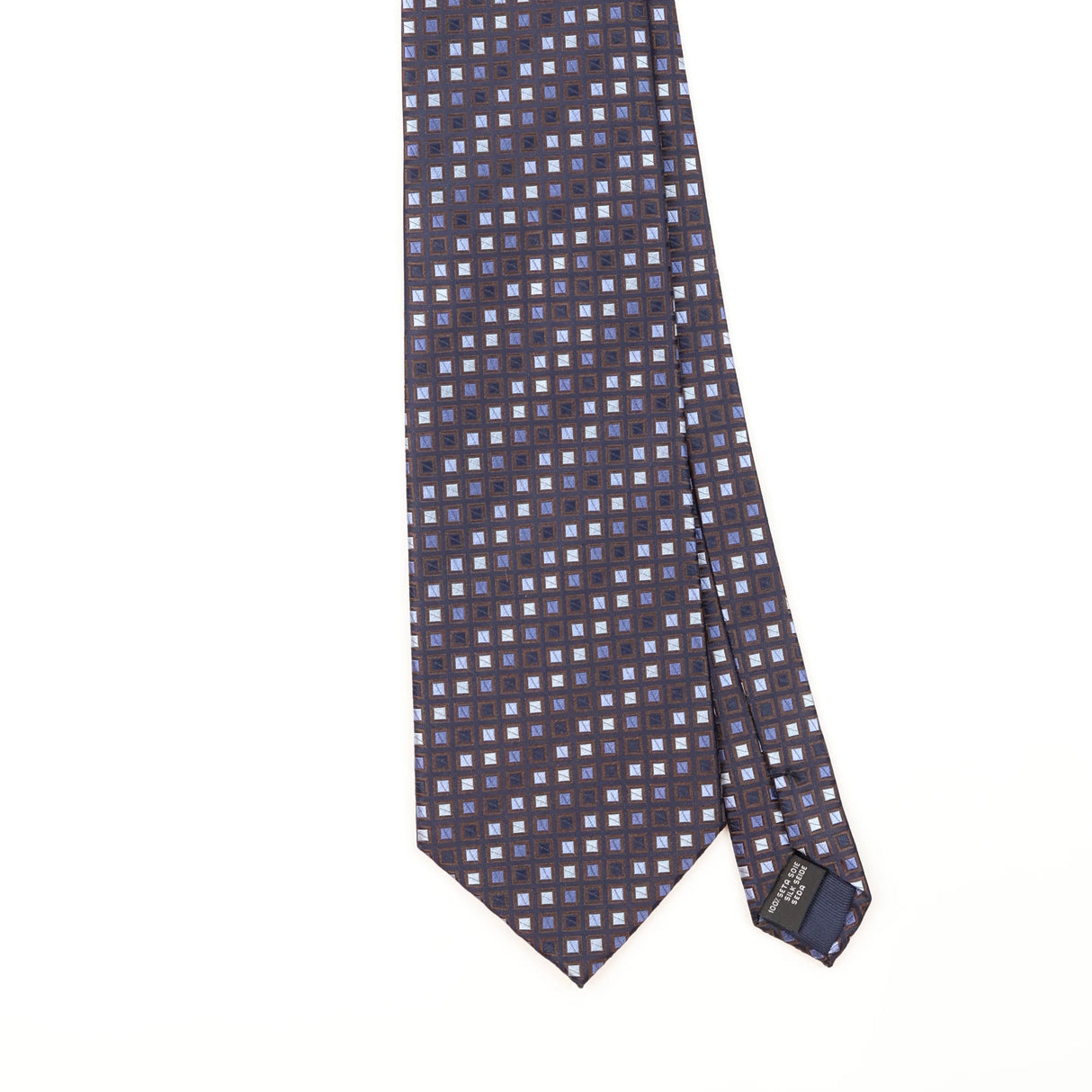 Front Detail of Vintage 1990's Ermenegildo Zegna Geometric Patterned Tie