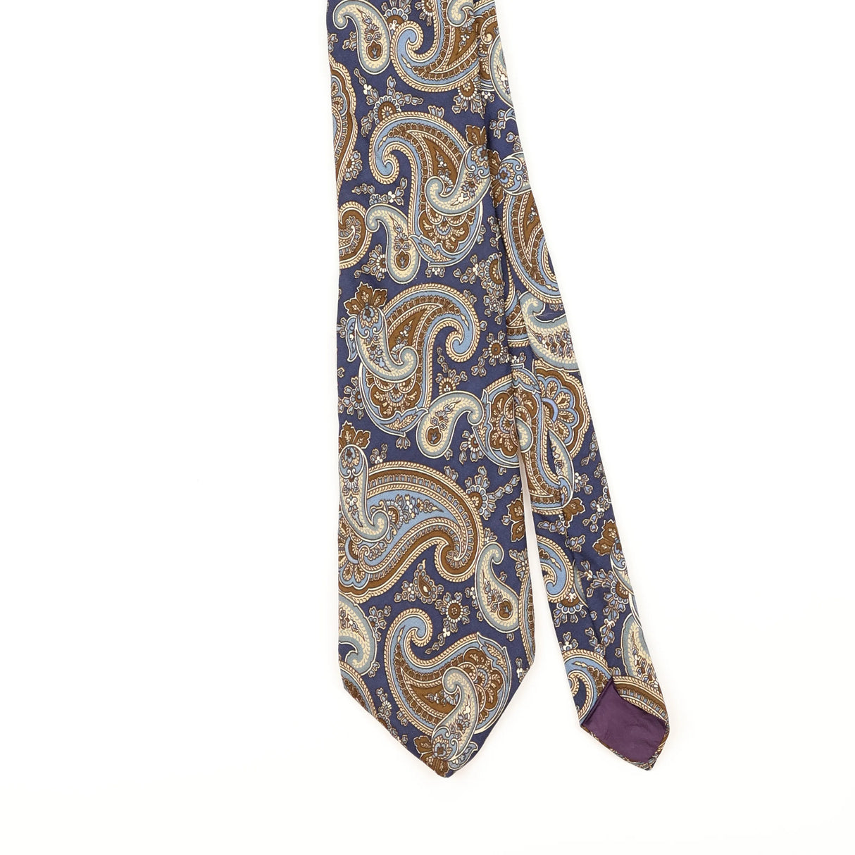 Front Detail of Vintage 1990's Paco Rabanne Paisley Patterned Tie