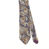 Front Detail of Vintage 1990's Paco Rabanne Paisley Patterned Tie
