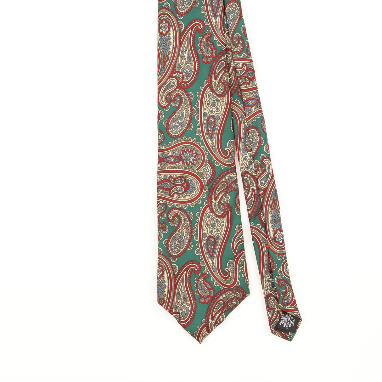 Front Detail of Vintage 1990's Claybrooke Paisley Patterned Tie