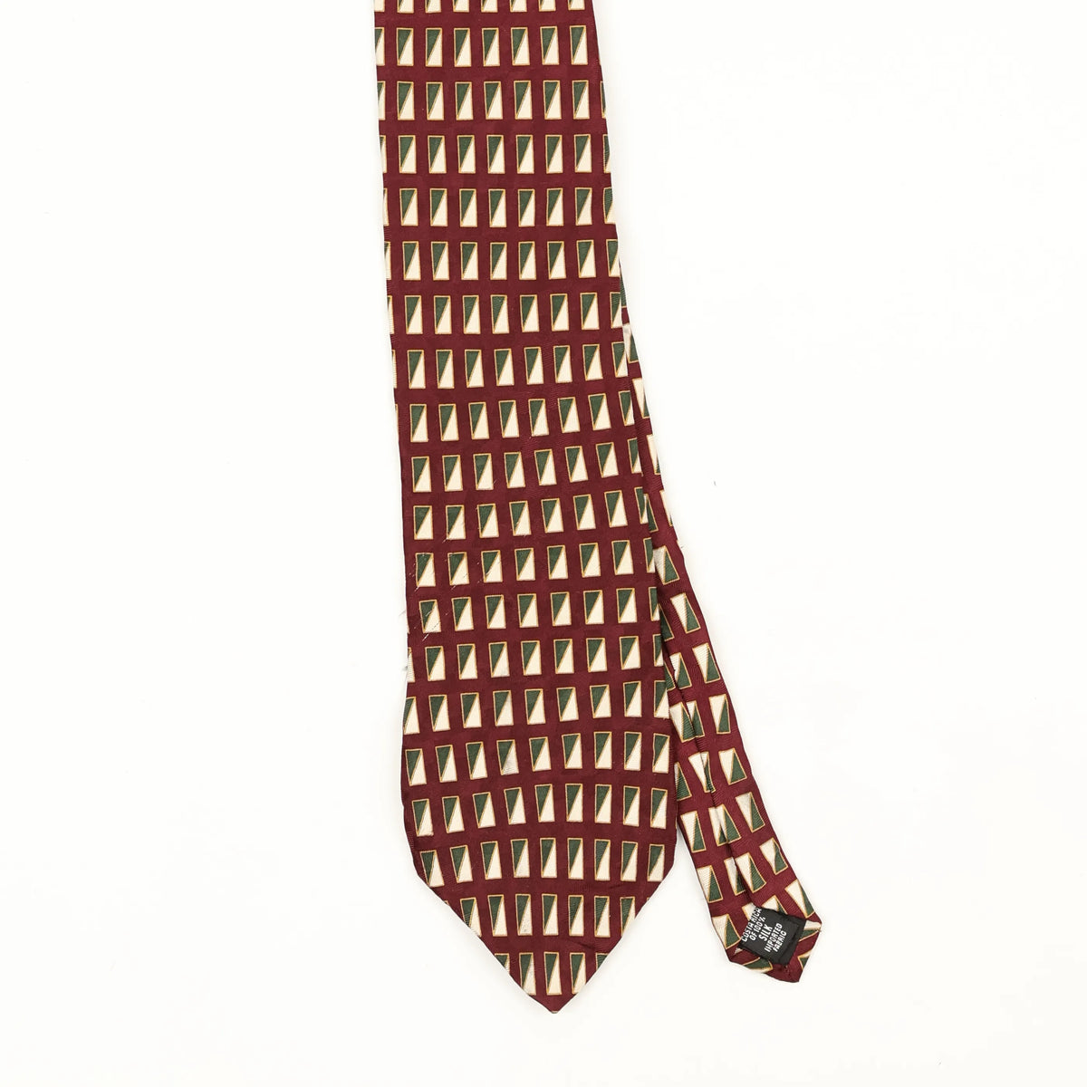 Front Front Detail of Vintage 1990's Bill Blass Geometric Patterned Tie