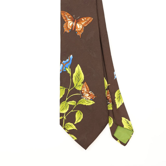 Front Detail of Vintage 1980's Wembley Butterflies Animal Print Patterned Tie