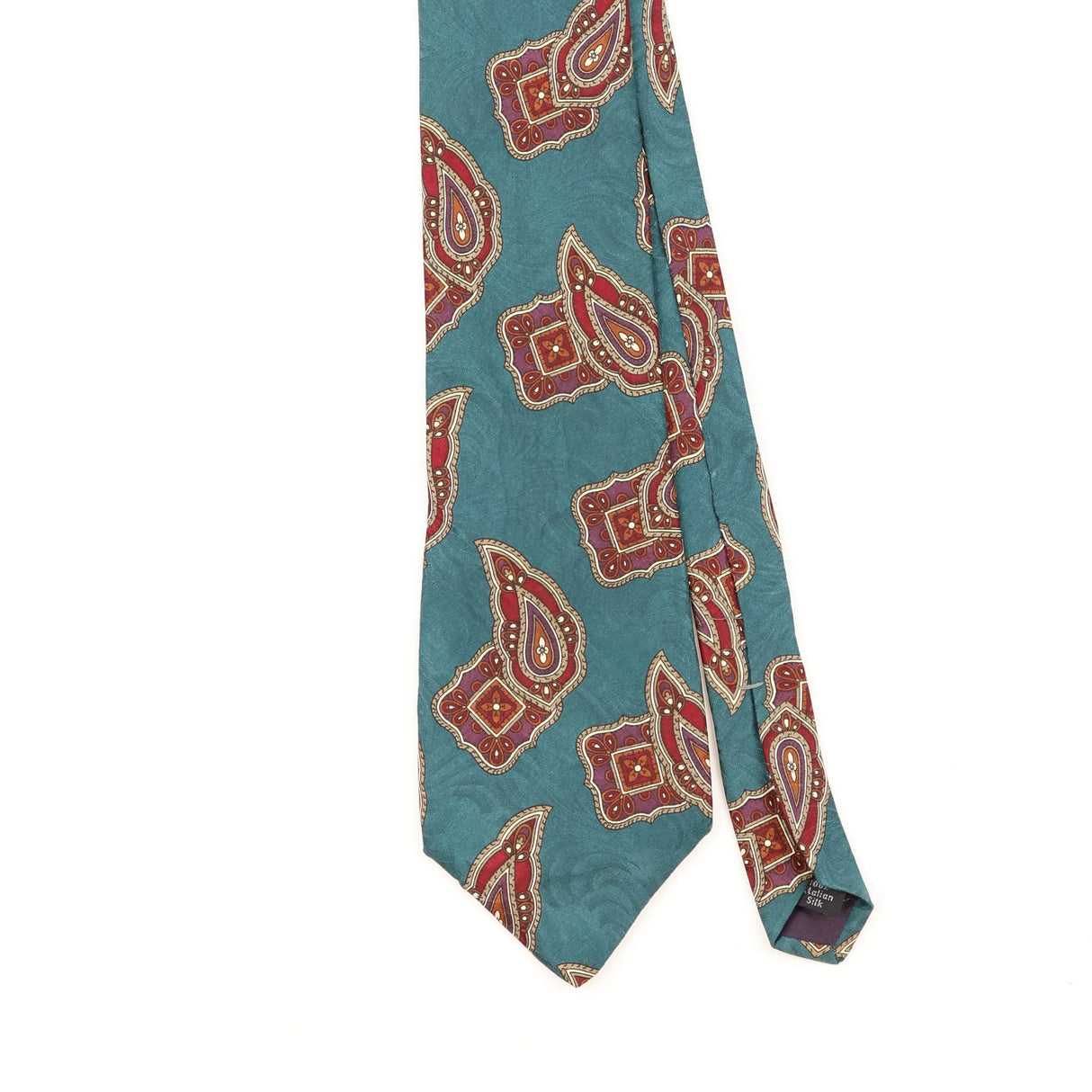 Front Detail of Vintage 1990's Don Loper Paisley Patterned Tie