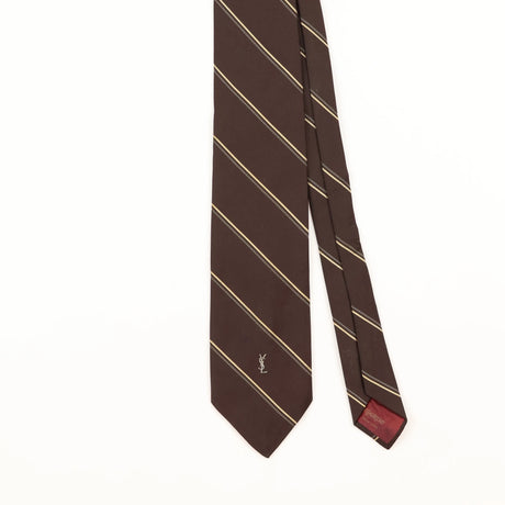 Front Detail of Vintage 1990's Yves Saint Laurent Striped Patterned Tie