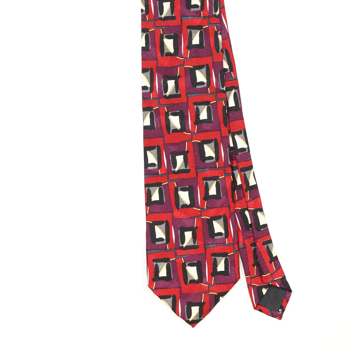 Front Detail of Vintage 1990's Geometric Patterned Tie