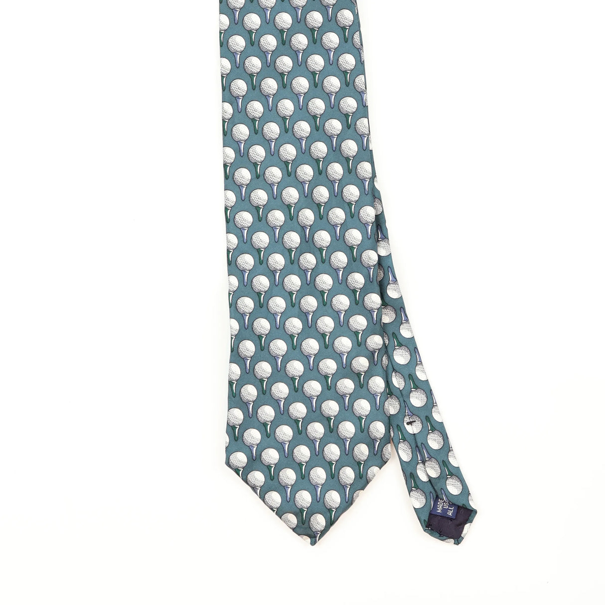 Front Front Detail of Vintage 1990's Golf Clubs Geometric Patterned Tie