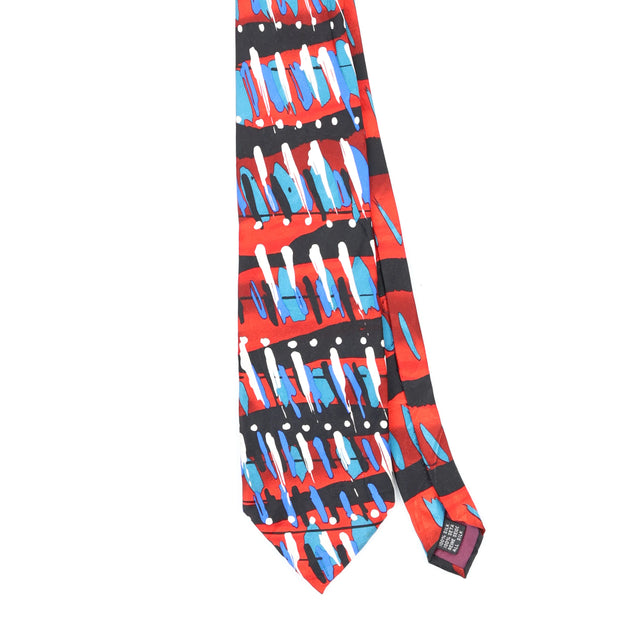 Front Front Detail of Vintage 1990's Pitti Uomo Moda Abstract Patterned Tie
