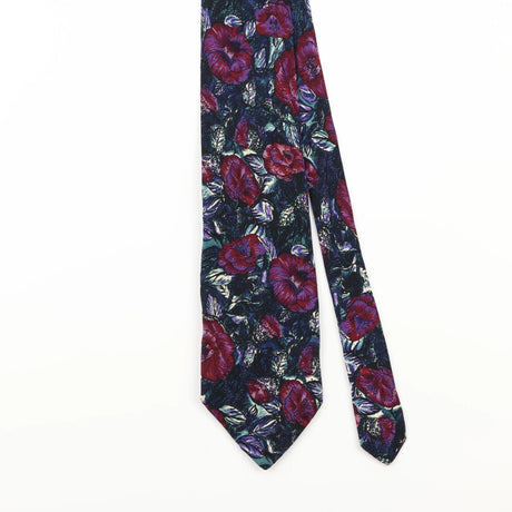 Front Detail of Vintage 1990's Enrico Coveri Floral Patterned Tie