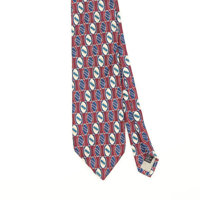 Front Detail of Vintage 1990's Stafford Geometric Patterned Tie