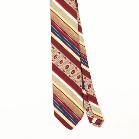 Front Front Detail of Vintage 1980's Striped Patterned Tie