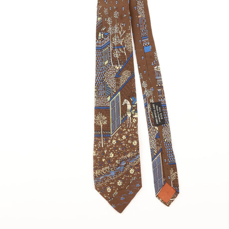 Front Detail of Vintage Horse Artwork Abstract Patterned Tie