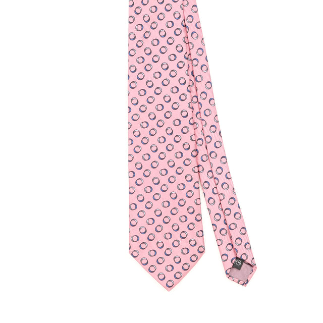 Front Detail of Vintage 1990's Tie Rack Leonardo Strelli Geometric Patterned Tie
