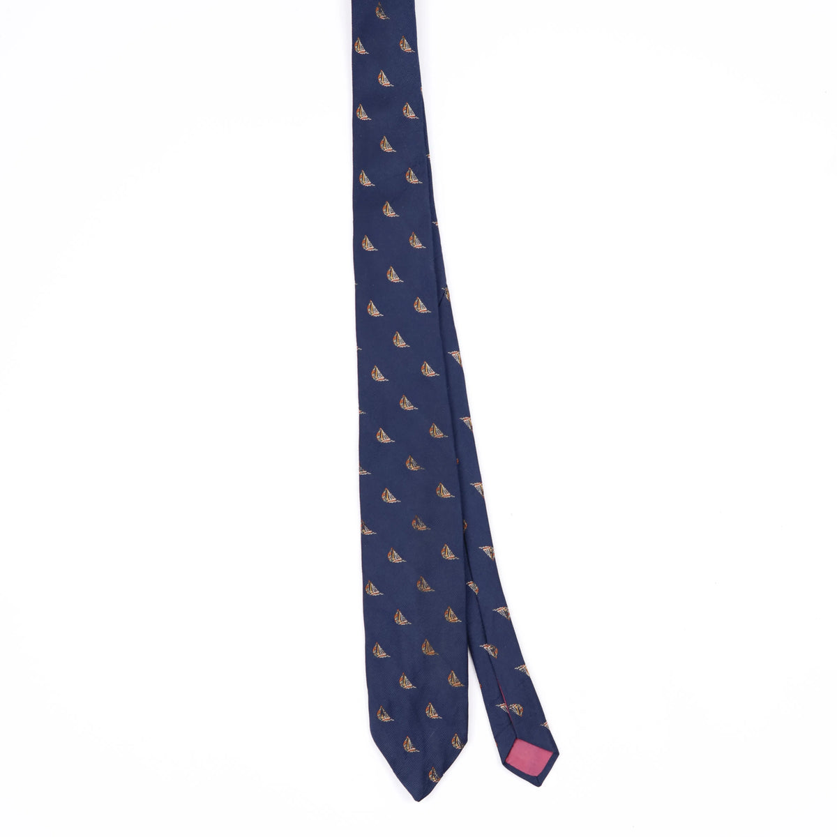 Front Front of Vintage 1980's Sailing Boats Geometric Patterned Tie