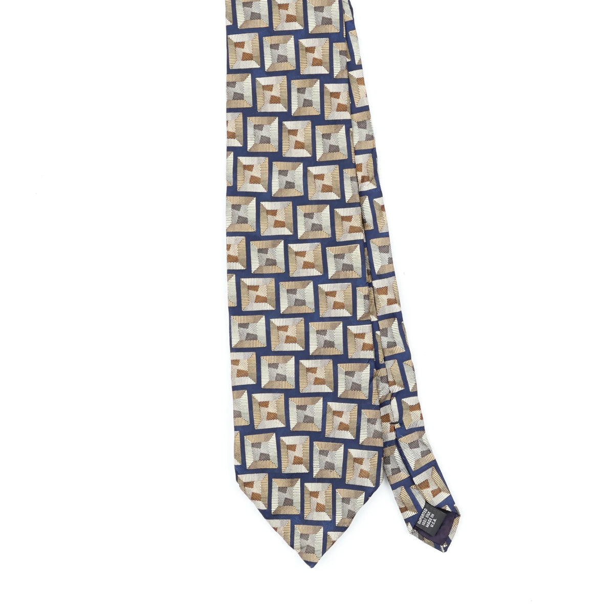 Front Front Detail of Vintage 1990's John Henry Geometric Patterned Tie